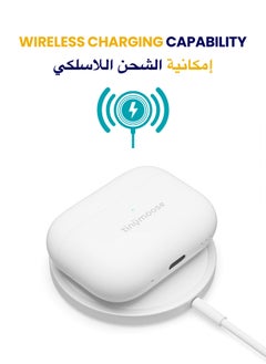 TinyMoose Flow Pro TWS In-Ear Earphones, Active Noise Cancelling, Hi-Res Sound, 35-Hour Battery, Wireless Charging, Low Latency, In-Ear Detection, HD Mic, IP54 Splash Resistant - Bluetooth Wireless Earphones with Charging Case & Extra Ear Tips - White  - Image 3
