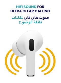 TinyMoose Flow Pro TWS In-Ear Earphones, Active Noise Cancelling, Hi-Res Sound, 35-Hour Battery, Wireless Charging, Low Latency, In-Ear Detection, HD Mic, IP54 Splash Resistant - Bluetooth Wireless Earphones with Charging Case & Extra Ear Tips - White  - Image 5