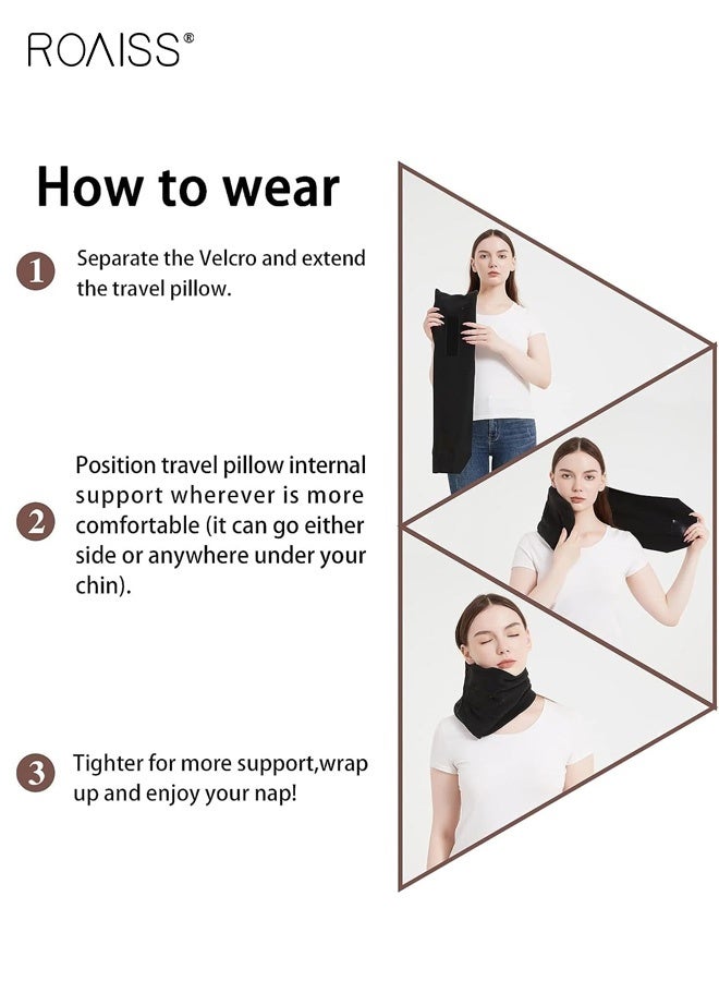 roaiss Unisex Airplane Travel Comfort Lightweight and Portable Warm Neck Pillow for Office Naps Neck Pillow Is Soft, Comfortable, And Provides Neck Support Black Driving Pillow Cervical Pillow - Image 4