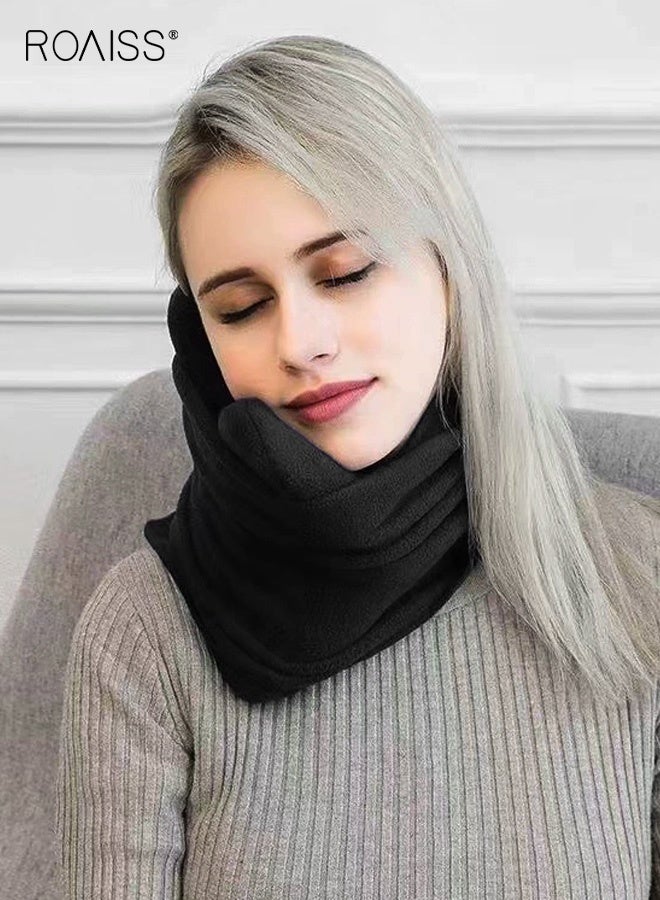roaiss Unisex Airplane Travel Comfort Lightweight and Portable Warm Neck Pillow for Office Naps Neck Pillow Is Soft, Comfortable, And Provides Neck Support Black Driving Pillow Cervical Pillow - Image 5