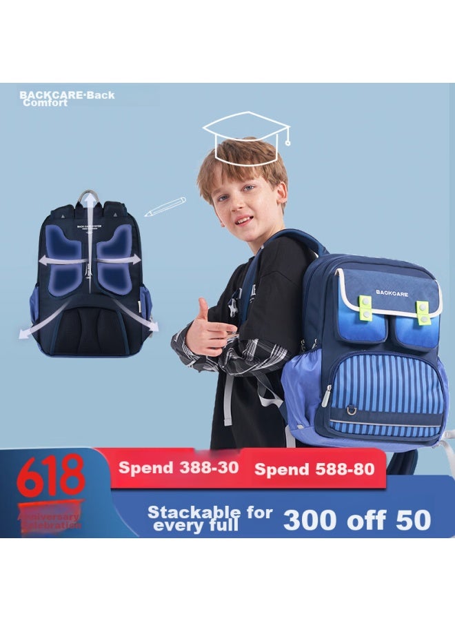 Back Care Elementary School Backpack, Stylish Double Shoulder Bag For Boys Grades 3-6, Lightweight Spine-protecting Backpack B24-158a - Image 1