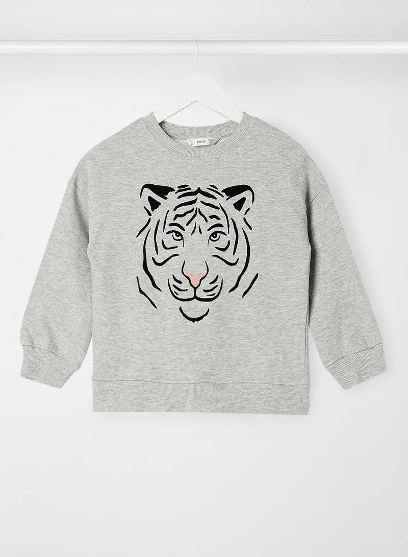 MANGO Girls Tiger Graphic Sweatshirt