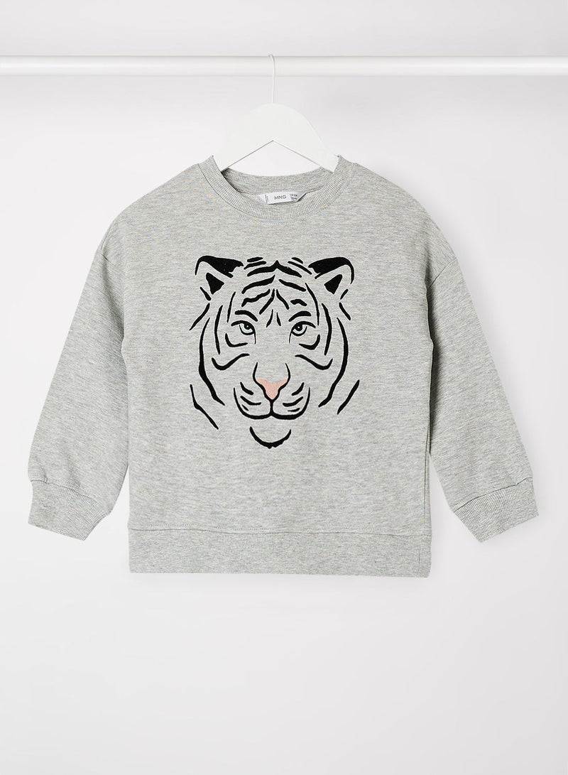 MANGO Girls Tiger Graphic Sweatshirt - Image 1