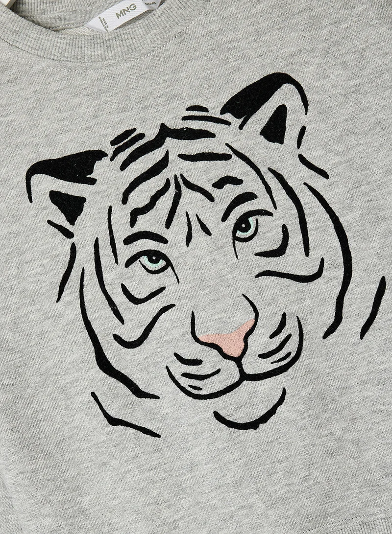 MANGO Girls Tiger Graphic Sweatshirt