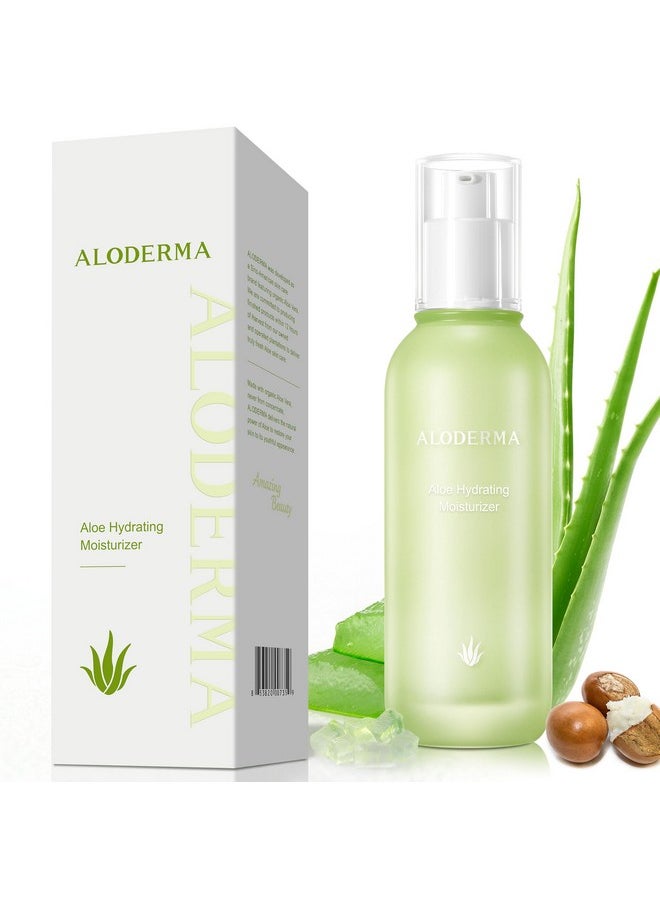 Aloderma 77% Organic Aloe Vera Hydrating Face Moisturizer For Soft And Nourished Skin Light And Oilfree Aloe Vera Moisturizer With Hyaluronic Acid For Soothing Hydration Face Lotion 3.5Oz  - Image 1