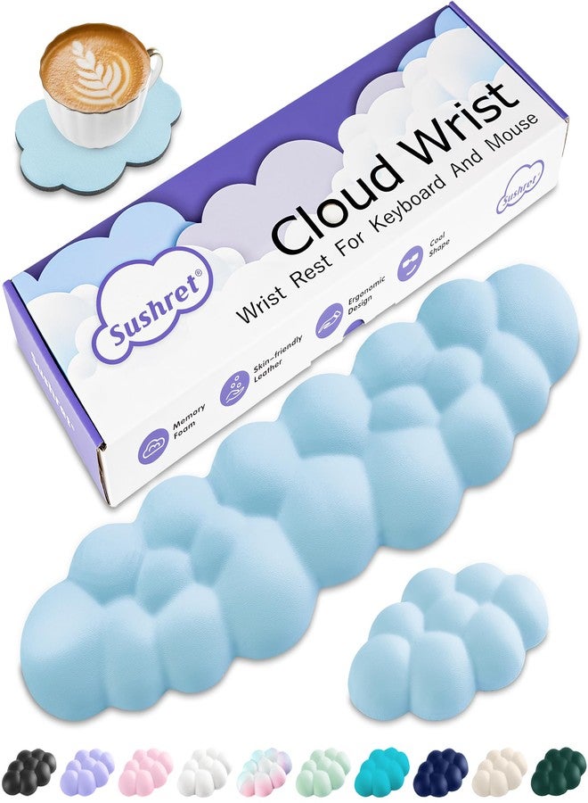 Sushret Blue Cloud Keyboard Wrist Rest Set - Image 1