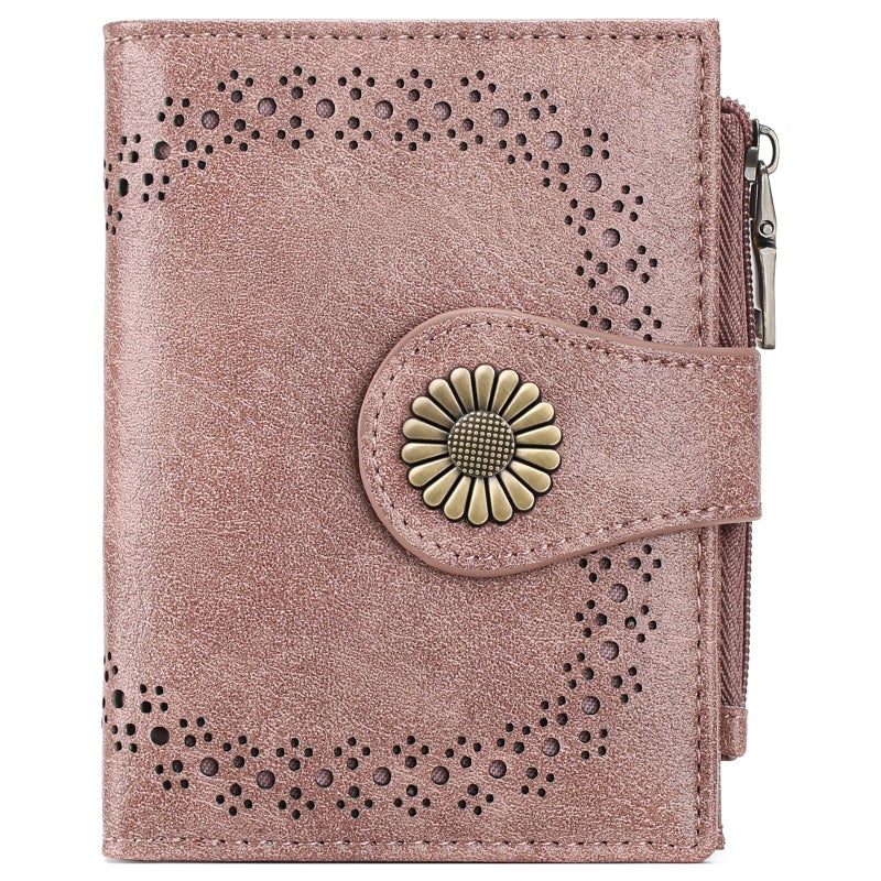 SENDEFN Small Wallets for Women Bifold RFID Blocking Leather Card Holder Compact Wallet with Zipper Coin Pocket - Image 1