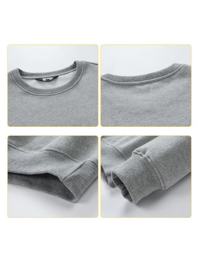 Dingfengbaoluo Men's Crew Neck Solid Color Long Sleeve Spring Trend Loose Casual Versatile Couple Sweatshirt 26wy03 White 3XL - Image 2