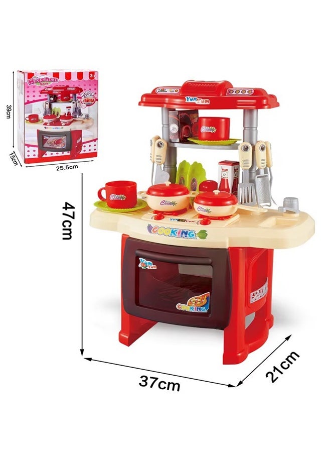 طقم مطبخ للأطفال مع أضواء وموسيقى – لعبة طبخ تخيلي ممتعة للأطفال من عمر 3 سنوات فما فوق - Image 4