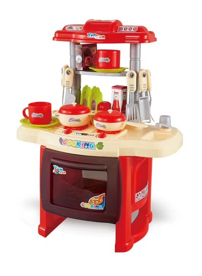 طقم مطبخ للأطفال مع أضواء وموسيقى – لعبة طبخ تخيلي ممتعة للأطفال من عمر 3 سنوات فما فوق - Image 1