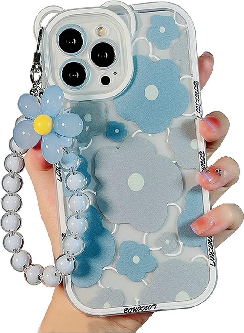 IPhone 14 Pro Max, Cute Sun Flowers Camera Protector Clear Case with Lovely Flower Strap Bracelet Chain Girls Women Case for iPhone 14 Pro Max - Image 1