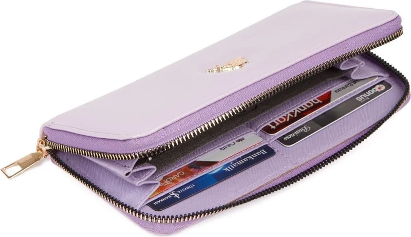 افكا Women's Soft Texture Horizontal Paper Coin Card Holder Phone Compartment Portfolio Wallet
