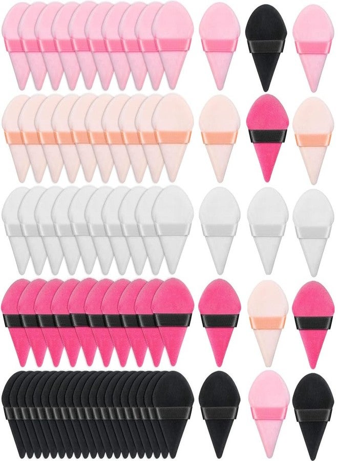DATNASAYAD 75 Pieces Triangle Cosmetic Loose Powder Puffs Washable Reusable Soft Plush Foundation Sponge for Face Body Wet Dry Makeup Tool- Multicolor Pack of 75 - Image 1