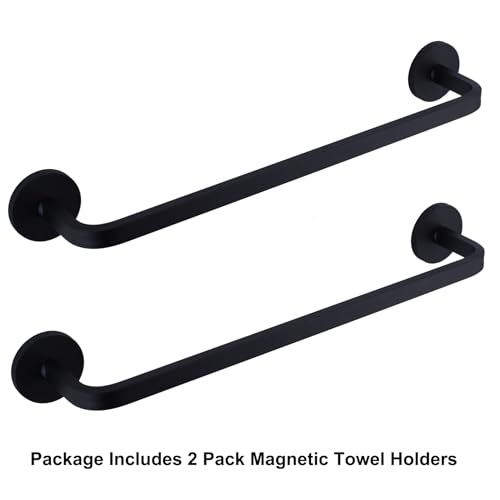 LEKUSHA 2 Pieces Magnetic Towel Bar for Refrigerator, Magnetic Towel Holder Towel Hook Hanger for Fridge, Kitchen Stove, Oven, Dishwasher, Sink Laundry Washing Machine Black - Image 2