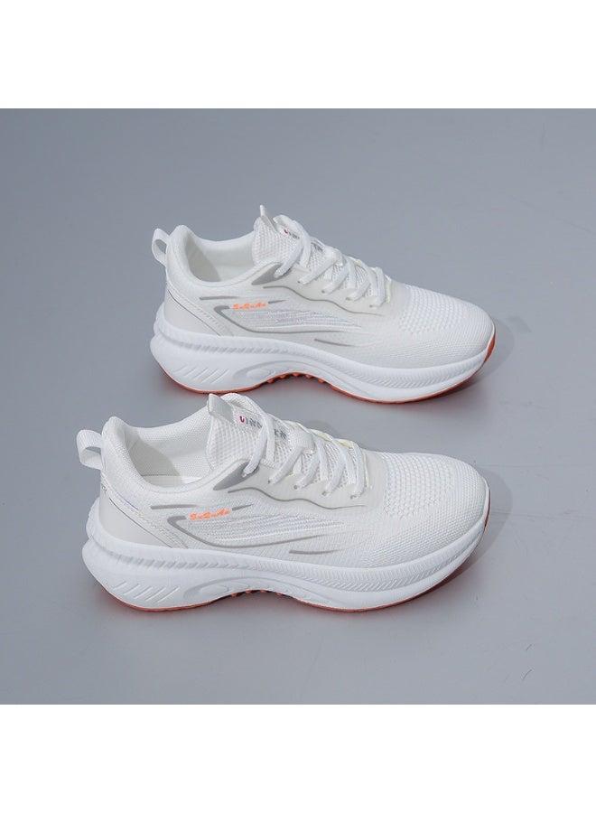 NIBEMINENT أحذية رياضية نسائية غير قابلة للانزلاق وقابلة للتنفس مع أربطة لربيع وخريف، أحذية شبكية عادية منخفضة، - Image 2