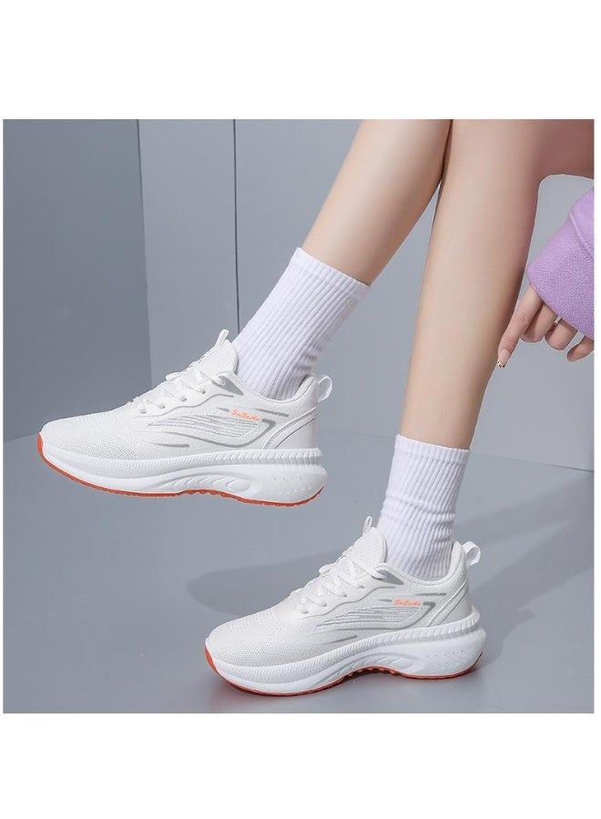 NIBEMINENT أحذية رياضية نسائية غير قابلة للانزلاق وقابلة للتنفس مع أربطة لربيع وخريف، أحذية شبكية عادية منخفضة، - Image 3