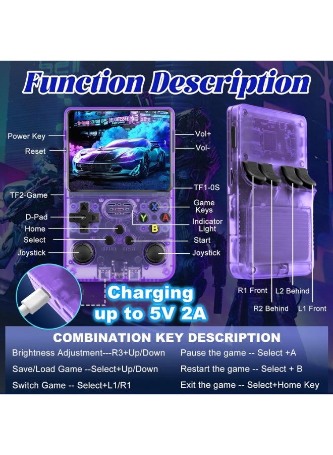 ELTRAZONE R36S Handheld Retro Game Console | Open Source Linux System | 3.5-Inch IPS Display | 64GB TF Card with 15,000+ Classic Games | Portable Video Gaming Console – Purple - Image 5