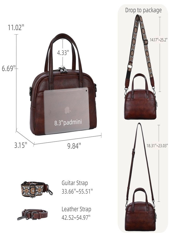 Iswee Soft Leather Crossbody Bags for Women Shoulder Handbags Medium Size Satchel Travel Purse with Two Adjustable Strap (Coffee) - Image 4