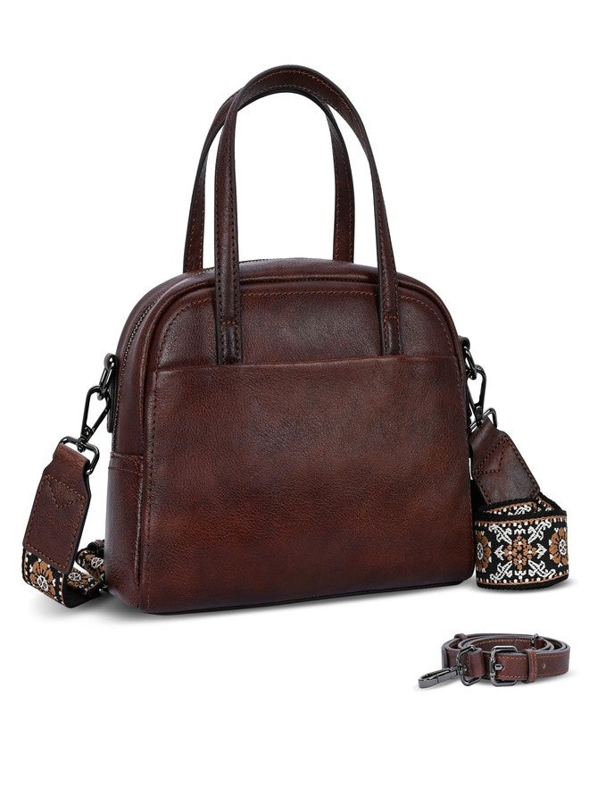 Iswee Soft Leather Crossbody Bags for Women Shoulder Handbags Medium Size Satchel Travel Purse with Two Adjustable Strap (Coffee) - Image 1