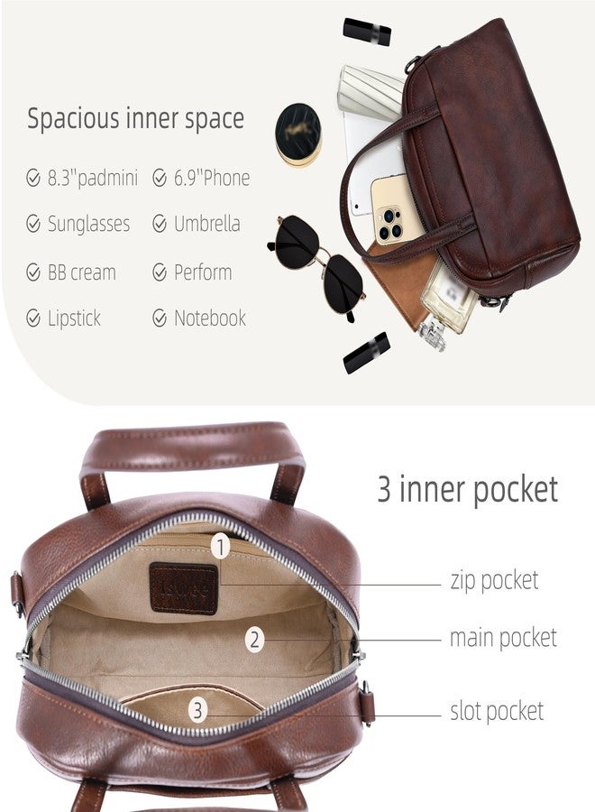 Iswee Soft Leather Crossbody Bags for Women Shoulder Handbags Medium Size Satchel Travel Purse with Two Adjustable Strap (Coffee) - Image 5
