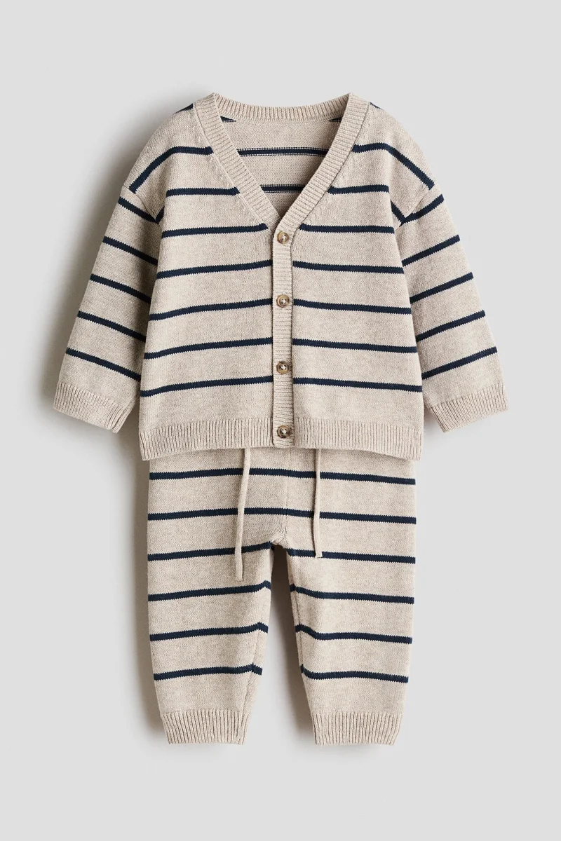 اتش اند ام طقم قطني محبوك من قطعتين