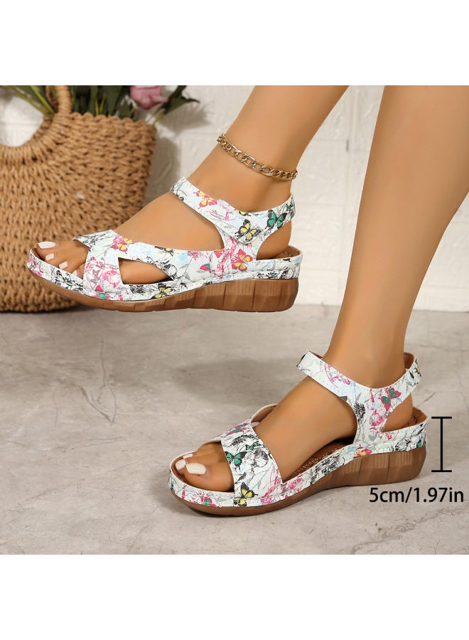 Plus-size Women's Shoes Southeast Asia Velcro Thick-soled Sandals For Women Outdoor Wear Sched Wedge Beach Sandals