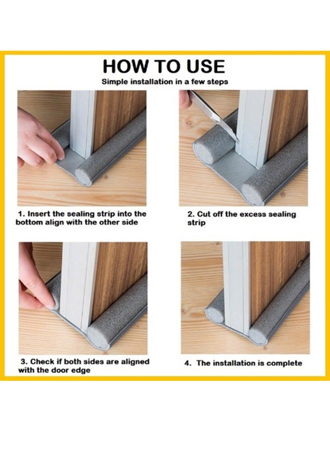 Double Door Draft Prevent Insects and Dust Cuttable And Washable Door Seam And Bottom Sealing Strip Windproof And Insect-proof Silent Door Seam Sealing Strip Door And Window Sound Insulation Black 1 - Image 5
