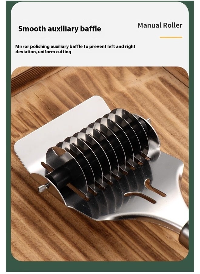 yongsheng Noodle Cutter, Stainless Steel Noodle Lattice Roller, Dough Cutter Pasta Spaghetti Maker, Handheld Dough Cutter, Noodle Pressing Machine, Noodle Cutter Roller for Kitchen Cooking Tools  - Image 5