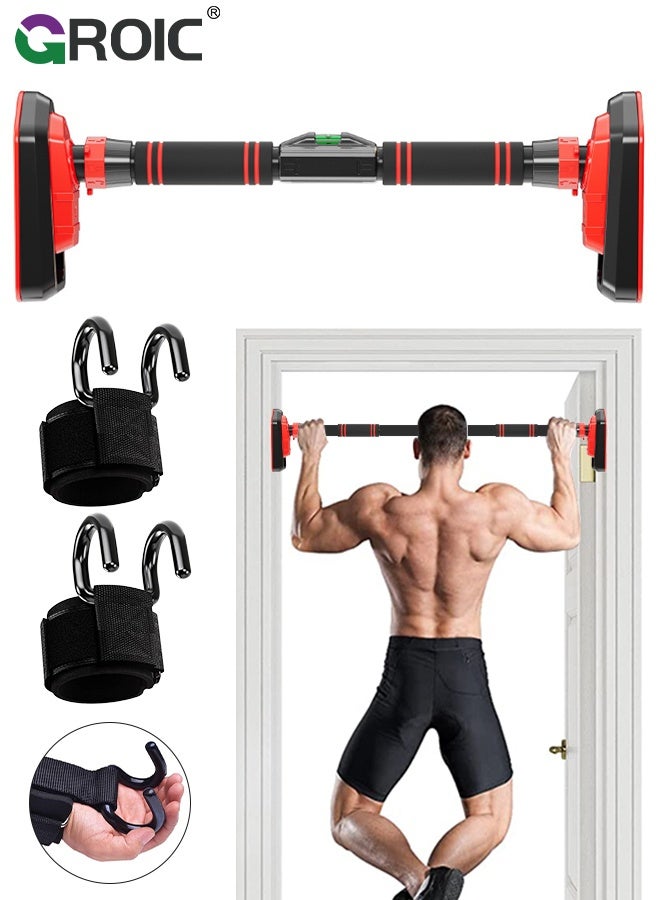 GROIC Pull Up Bar, Strength Training Pullup Bar with Assistant Hook, 90-130cm Adjustable Multi-Functional Chin Up Bar with Width Locking Mechanism, Doorway Pull Up Bar for Home Gym, Home Fitness Equipment - Image 1