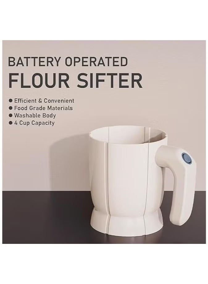 A ZONE Electric Flour Sifter Battery-Operated, Steel Mesh Sieve for Effortless Baking and Pastry Making - Image 3