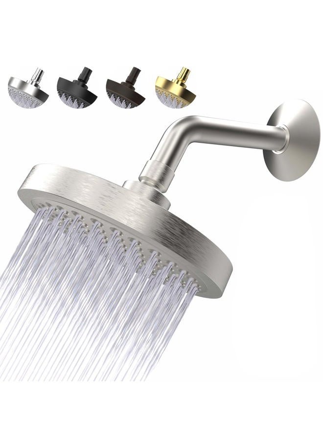 CircleSplash High Pressure Shower Head by Circle Splash -6 inch Brushed Nickel fixture-luxury rainfall -detachable water restrictor-tool-free installation with teflon tape - Image 1