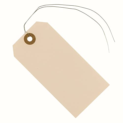 EZDOM Label Tags with Wire Attached - 4 3/4" x 2 3/8" Box of 100 Blank Manila Tags with Reinforced Hole and Metal Wire Ties, Labels with Wire - Image 1