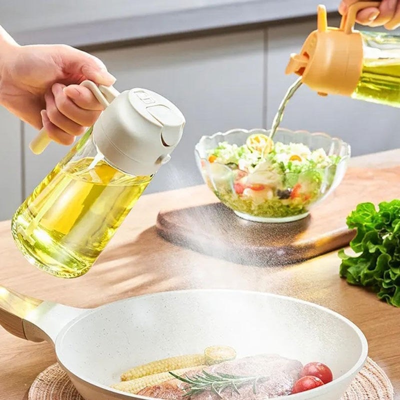 DECRUZ Oil Spray Bottle with Silicone Oli Brush and Spatula Glass Oil Bottle with Premium Nozzle Oil Sprayer for Air Fryer SaladBBQRoasting Multi Color - Image 3
