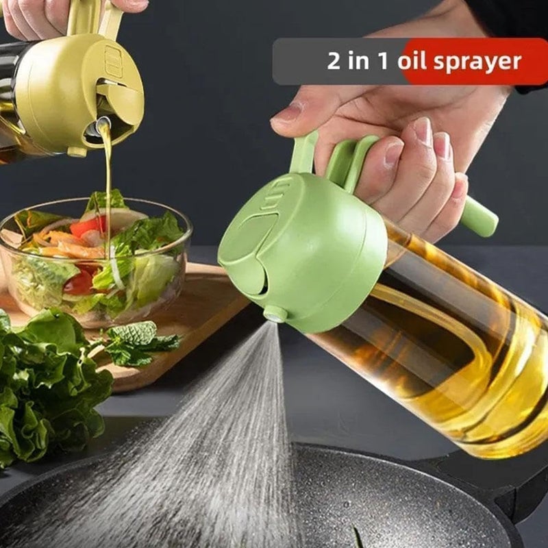 DECRUZ Oil Spray Bottle with Silicone Oli Brush and Spatula Glass Oil Bottle with Premium Nozzle Oil Sprayer for Air Fryer SaladBBQRoasting Multi Color - Image 2