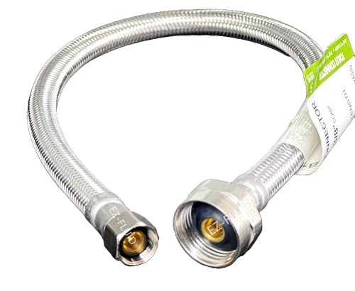 EZ-FLUID 1 EZFluid 16Inch Metal Nut Toilet Water Supply Connector38 Compression x 78 Female Brass Ballcock BCToilet Water Supply Connector Line Braided Stainless Steel Toilet Supply Line - Image 1