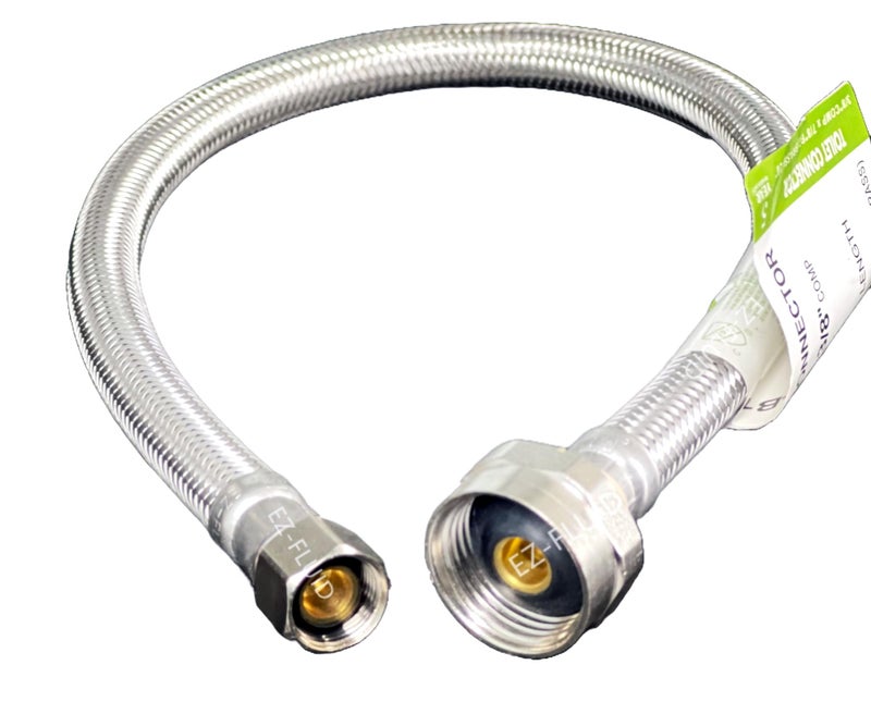 EZ-FLUID 1 EZFluid 16Inch Metal Nut Toilet Water Supply Connector38 Compression x 78 Female Brass Ballcock BCToilet Water Supply Connector Line Braided Stainless Steel Toilet Supply Line - Image 2