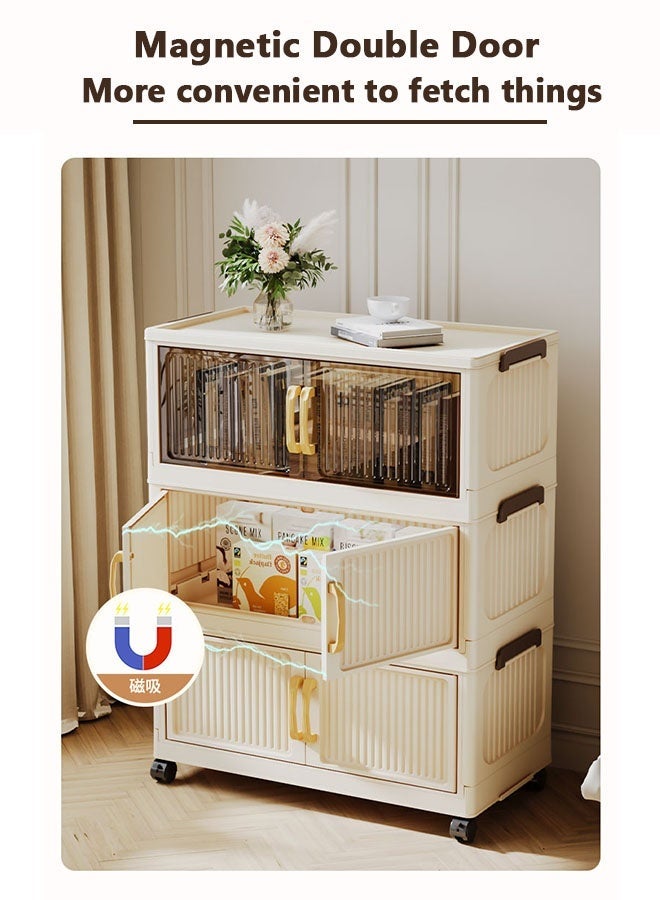 CozyNest 5-tier drawer storage cabinet with wheels, large capacity vertical storage cabinet, plastic drawer organizer cabinet, rolling storage shelf with lockable casters, suitable for living room, bathroom, kitchen and bedroom - Image 4