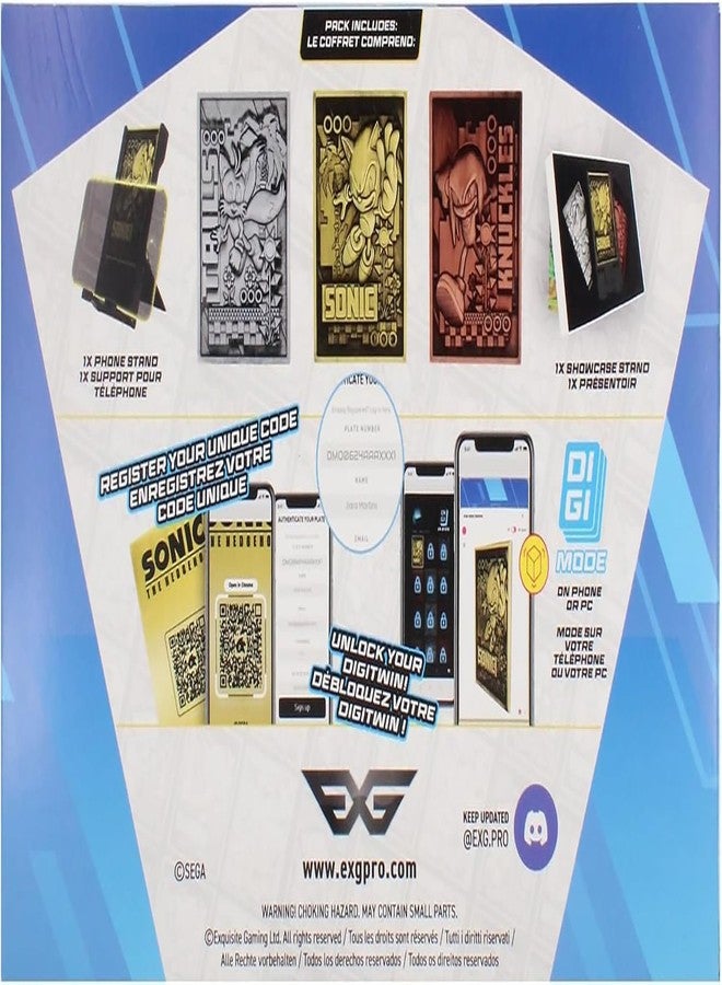 Exquisite Gaming: Digiplate Starter Pack - Modern Sonic The Hedgehog: Green Hills Zone - 3 Collectible Metal Cards & Phone Stand, Copper-Gold-Silver - Image 2