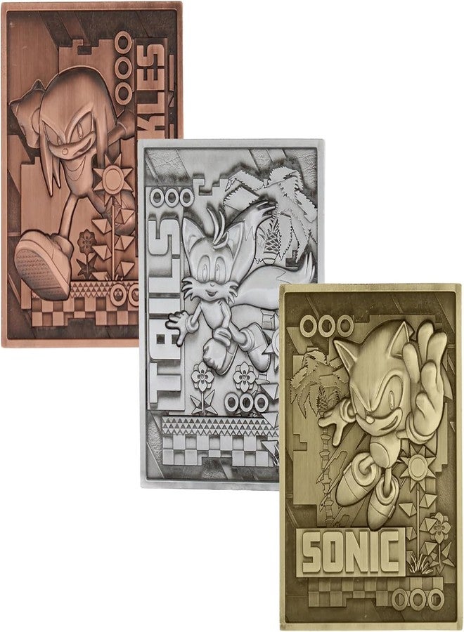 Exquisite Gaming: Digiplate Starter Pack - Modern Sonic The Hedgehog: Green Hills Zone - 3 Collectible Metal Cards & Phone Stand, Copper-Gold-Silver - Image 3