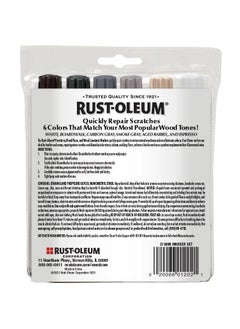 RUST-OLEUM Rust-Oleum Furniture, Wood Floor and Wood Laminate Repair Markers, 6 Count, White, Boardwalk, Aged Barrel, Carbon Gray, Smoke Gray and Espresso, Cool Tones, 376990 