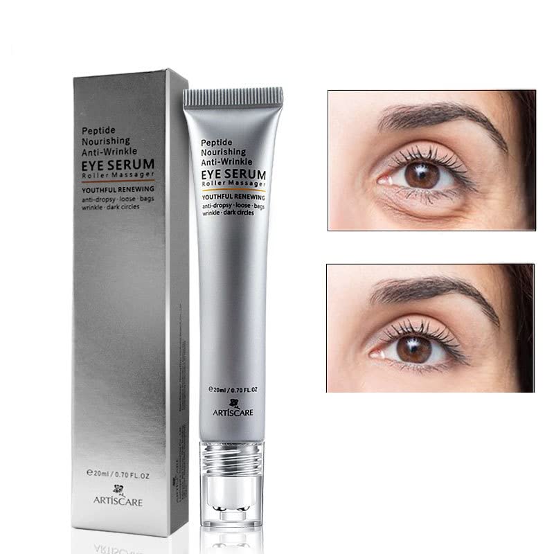 Eye Peptide Serum Eye Massage Roller Nourishing Relieve Loose Eye Bags Dark Circles Eye Skin Care Under Eye Cream for Fine Wrinkles and Puffiness Daily SkincareNourishing Grey