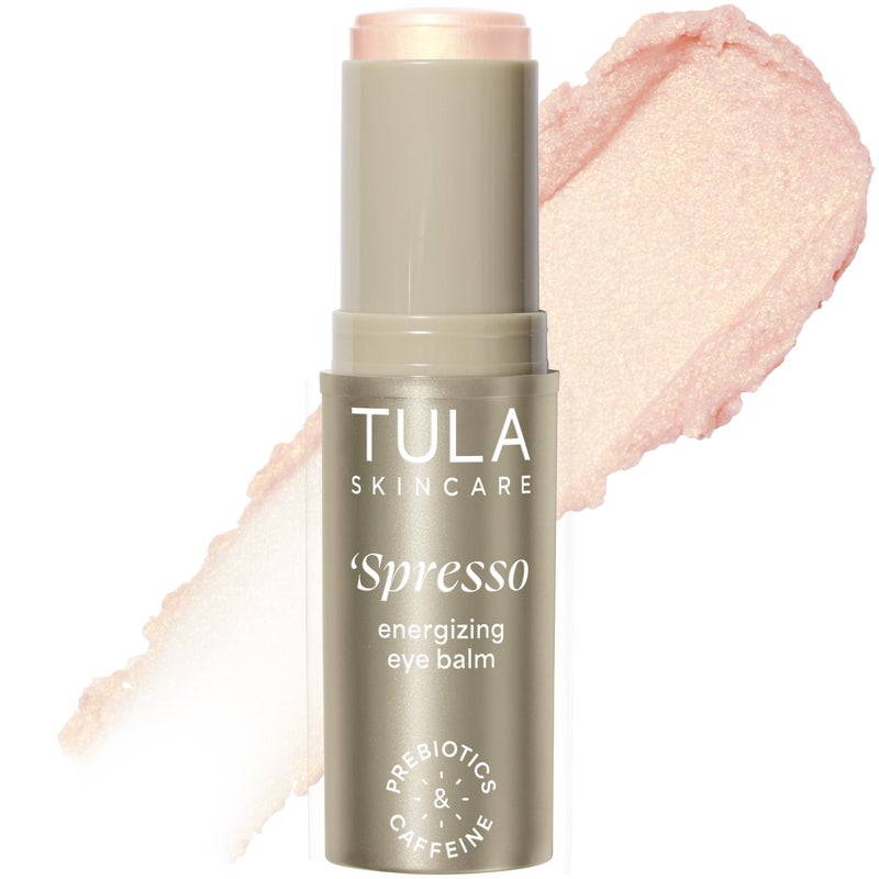 TULA Skin Care â€˜Spresso Energizing Eye Balm, Gold Glow - Energizing & Hydrating Caffeine Under Eye Treatment for Dark Circles, Portable and Perfect to Use On-the-go, 0.35 oz. - Image 1