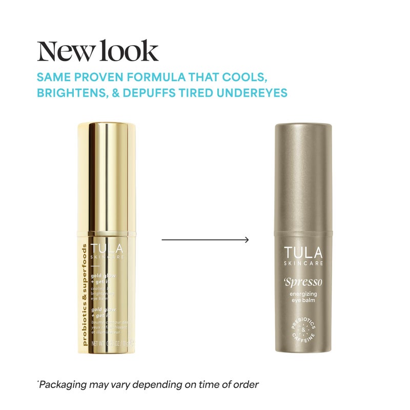 TULA Skin Care â€˜Spresso Energizing Eye Balm, Gold Glow - Energizing & Hydrating Caffeine Under Eye Treatment for Dark Circles, Portable and Perfect to Use On-the-go, 0.35 oz. - Image 2