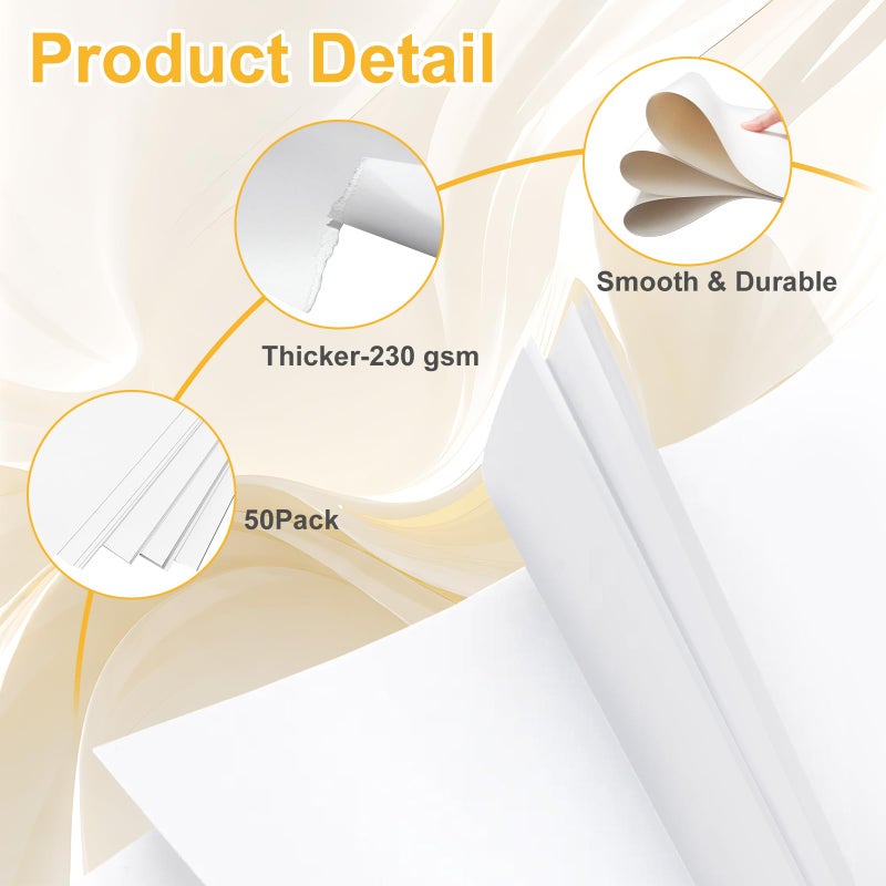 MARACOL 11"x14" White Poster Board, 50 Pack Poster Paper Bulk, 230GSM Heavyweight - Image 3