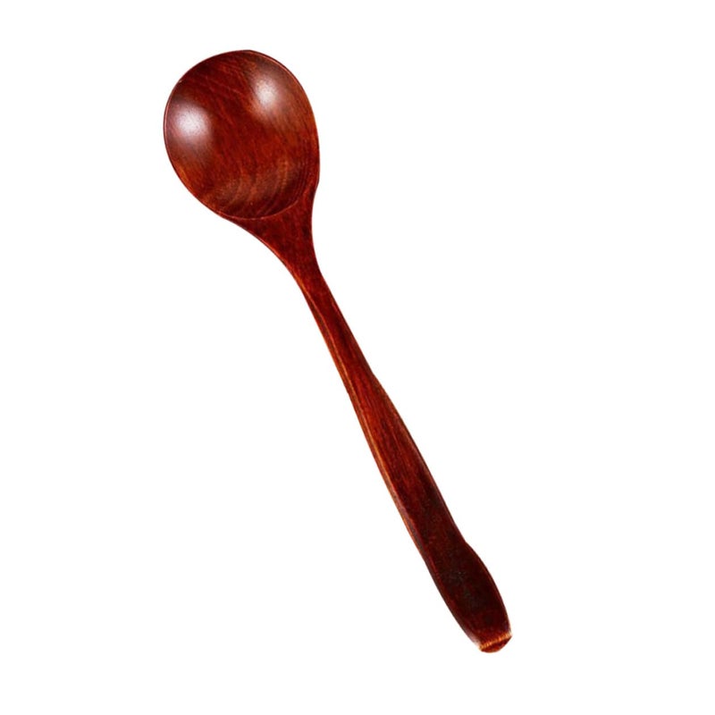2 Lacquered Acacia Wood Soup Spoons Small Kitchen Utensils For Home Hotel Use - Image 2