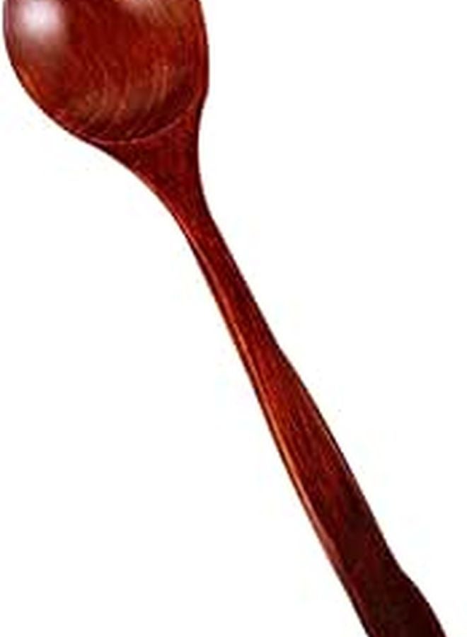 2 Lacquered Acacia Wood Soup Spoons Small Kitchen Utensils For Home Hotel Use - Image 1