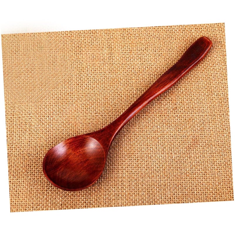 2 Lacquered Acacia Wood Soup Spoons Small Kitchen Utensils For Home Hotel Use - Image 5