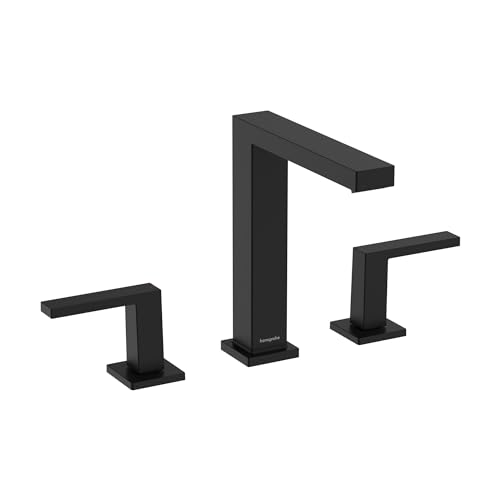 hansgrohe Tecturis E Widespread Handle Hole 8inch Tall Bathroom Sink Faucet in Matte Black 73031671 - Image 1