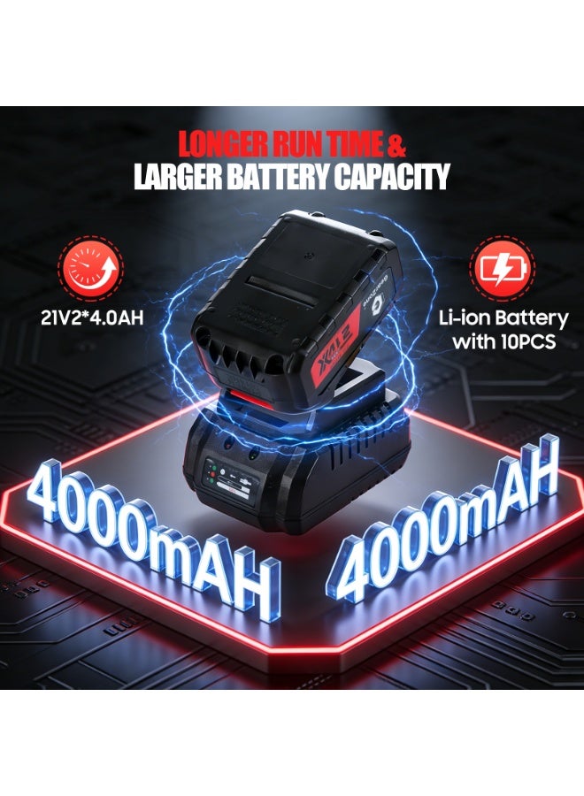 جيرزون مفتاح ربط لاسلكي GearZone مقاس 1/2 بوصة، مسدس صدمات بدون فرش بقوة 1000 نيوتن متر، مزود ببطاريتين 21 فولت، طقم مفك صدمات كهربائي عالي العزم بسرعة 2800 دورة في الدقيقة للسيارة والمنزل - أحمر - Image 5