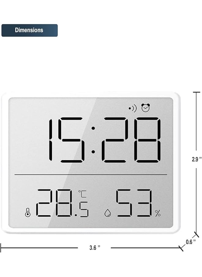Smart Digital Alarm Clock W Magnetic Attraction Indoor Temperature Humidity Hd Screen Hour Date Battery Operated White